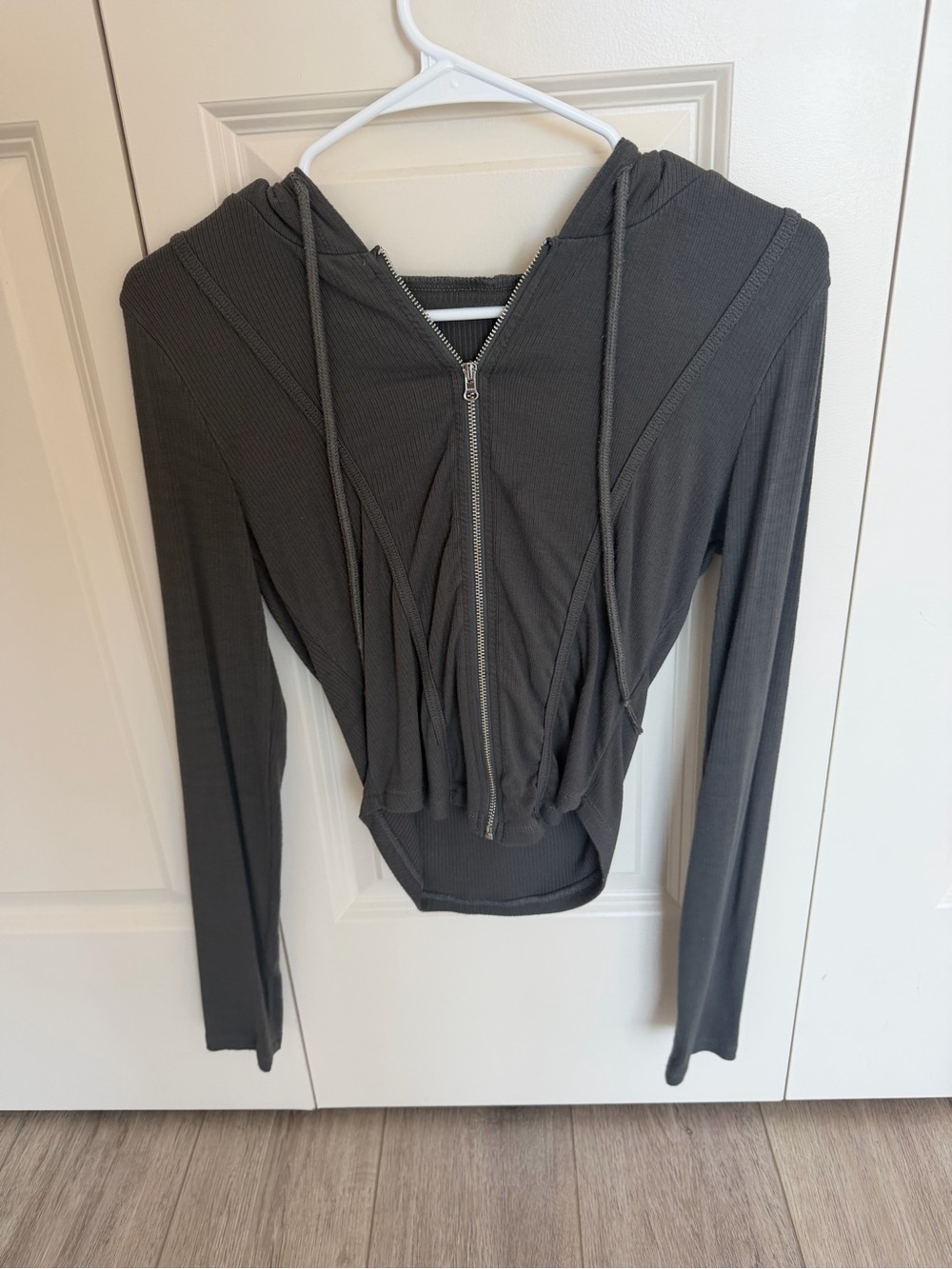 Women's Dark Gray Lightweight Hooded Zip Jacket